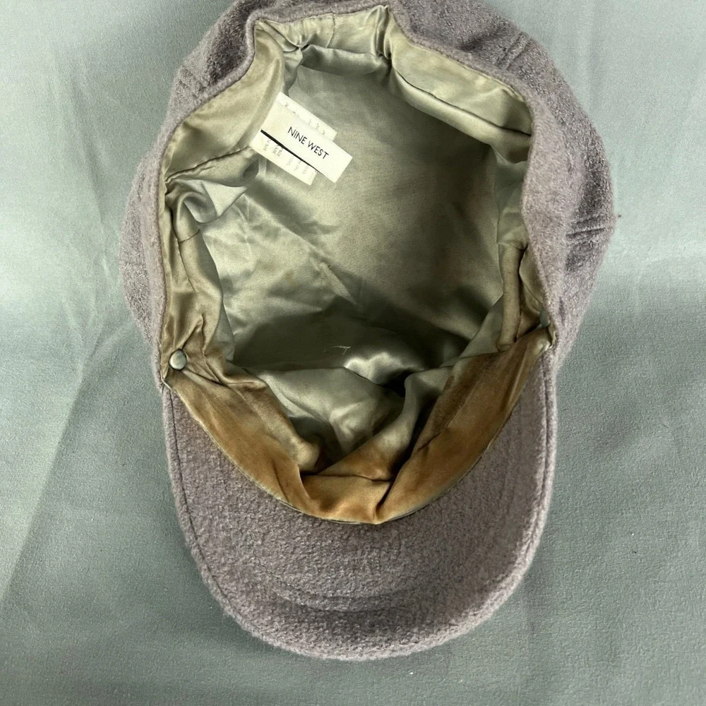Nine West Newsboy Hat Women One Size Gray Braided Flat Cabbie Winter Outdoor
